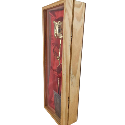 Gold Rose 24k in Holzbox Einzigartiges Juwel, Eleganz in roter Seide