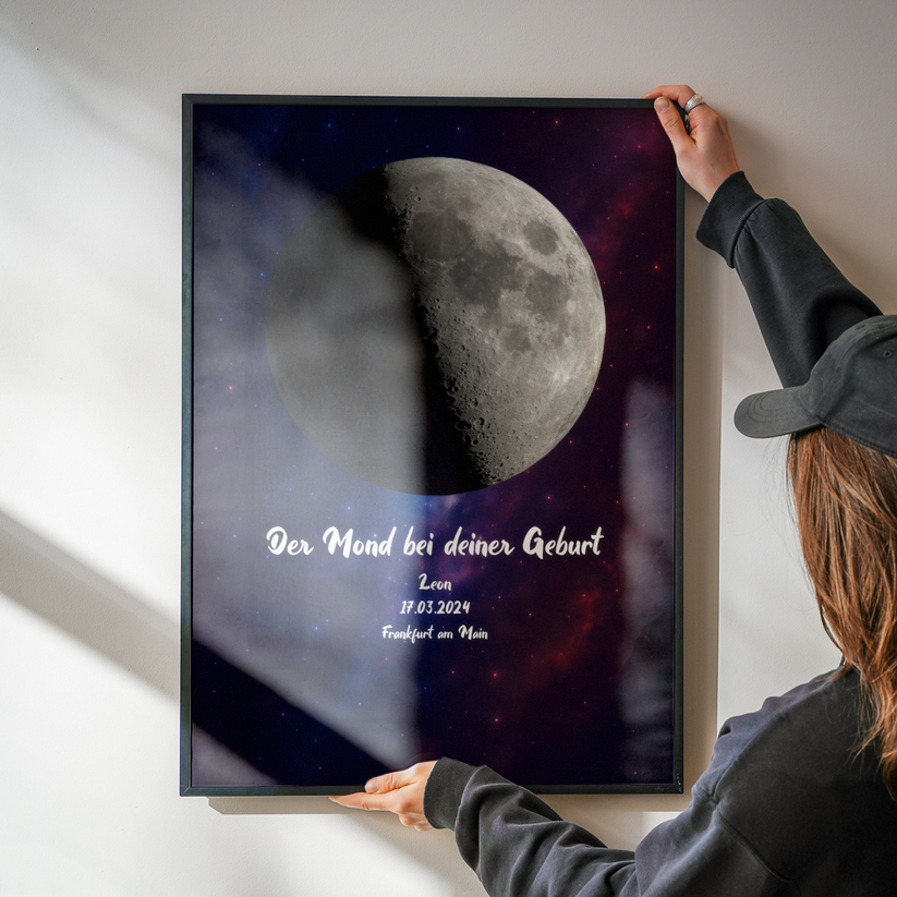 Personalisierte Geburt Mondphase Poster