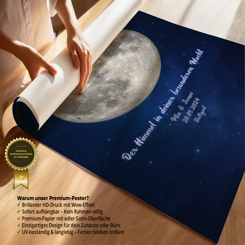 Personalisierte Mondphase Canvas Gold