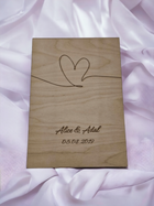 A4 Holzgravur, Herz mit Name/Datum, personalisiertes Geschenk