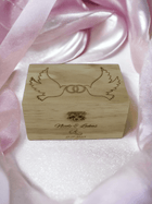 Hochzeitsbox aus Holz Tauben Ringe und personalisierte Daten - Styon