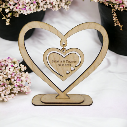 Personalisiertes Herz, ideales Geschenk zur Hochzeit und Valentinstag