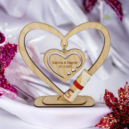 Personalisiertes Herz, ideales Geschenk zur Hochzeit und Valentinstag
