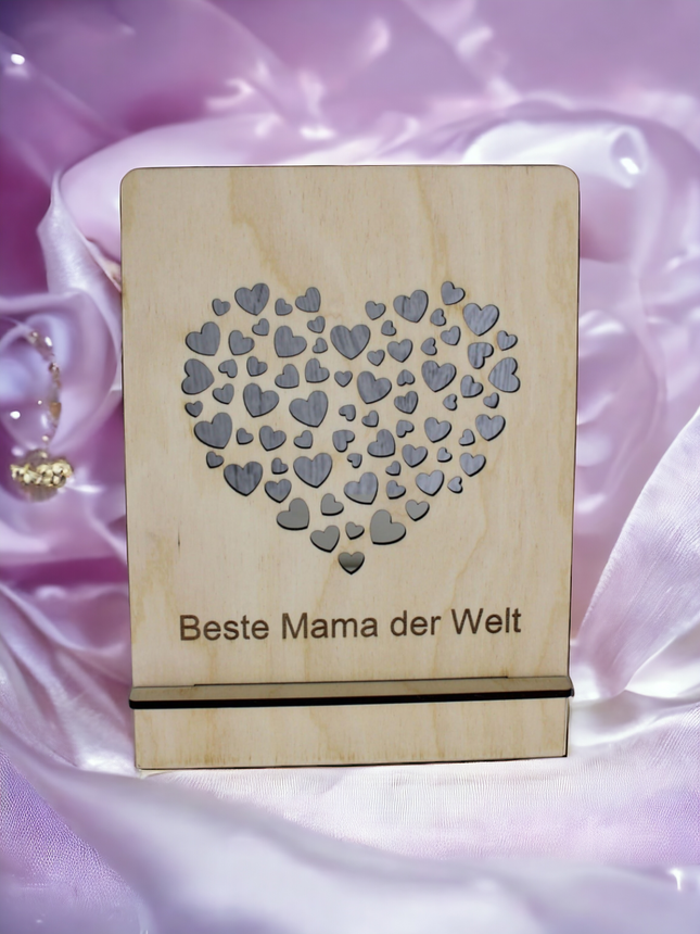Beste Mama Geschenk Holzschild mit Spruch naturfarben