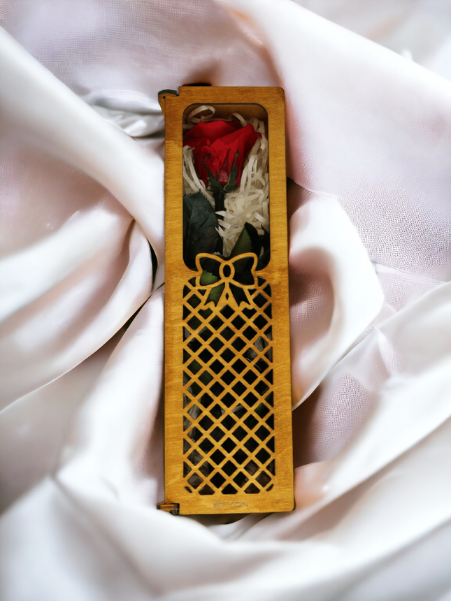 Ewige Rose in Laser Holzbox Unsterbliche Liebe Teak