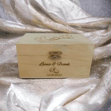 Hölzerne Hochzeitstauben Box & personalisiertes Herz Holzbox - Styon