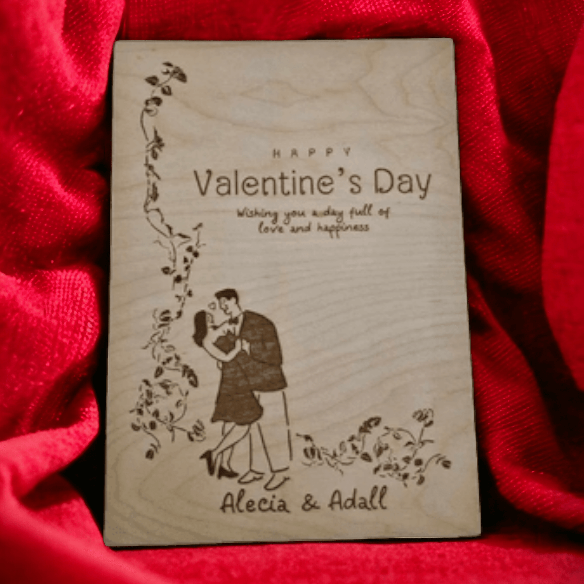 Holzgravur Valentine's Day Name personalisiertes Geschenk - Styon