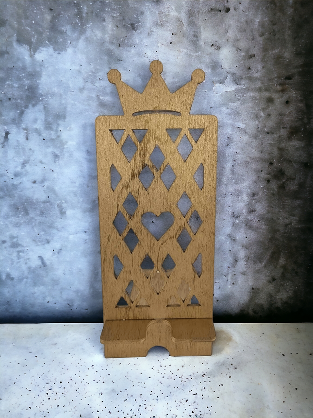 Lasergeschnittener Holz-Handyhalter in Form eines Königs