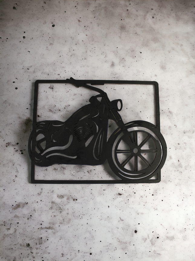 Motorraddekoration in Holz eingraviert schwarz, deko