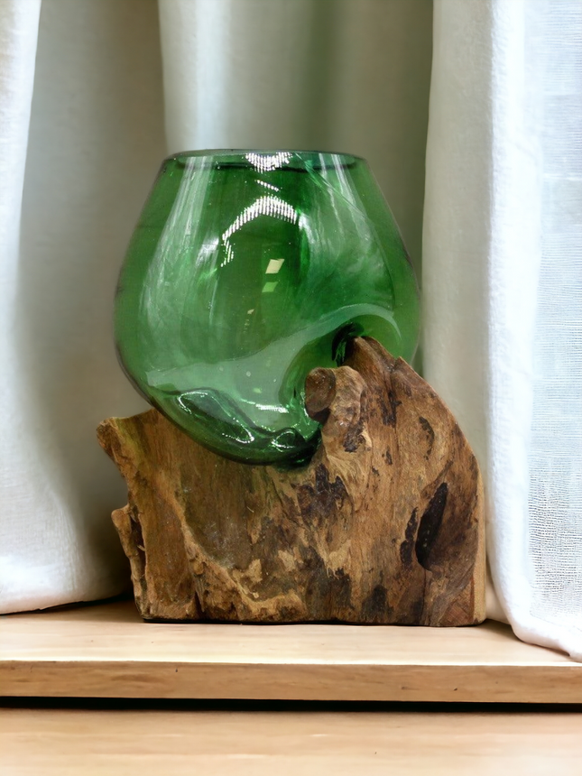 Recycled Beer Bottles - Small bowl on wood