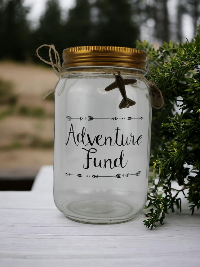 Spardose Adventure Fund,Glas, Geldgeschenk