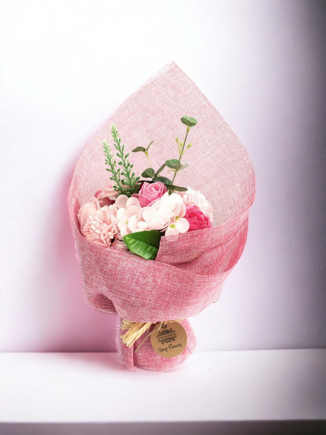 Stehender Seifenblumenstrauß - Rosa Geburtstag Geschenk