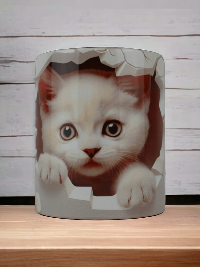 Tasse 11 oz mit 3D-Katze, geschenk
