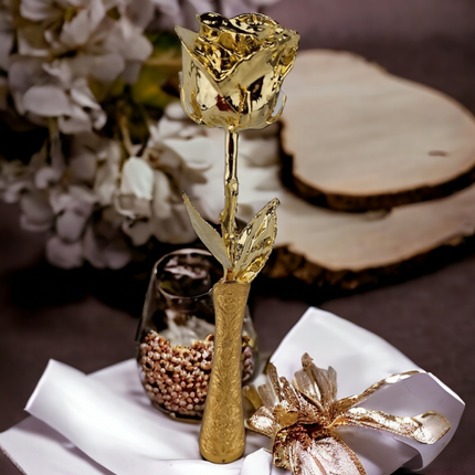 Goldene Rose mit goldener Vase, rote Geburtstag s2