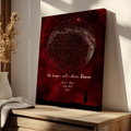 Personalisierte Sternenkarte „Wo alles begann“ als Poster im Rahmen mit rotem Sternenhimmel – Vorteile wie individuelle Gestaltung, hochwertiger Qualitätsdruck, Geschenk für Paare und schnelle Lieferung auf dem Bild hervorgehoben