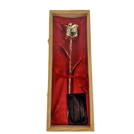 Gold Rose 24k in Holzbox Einzigartiges Juwel, Eleganz in roter Seide