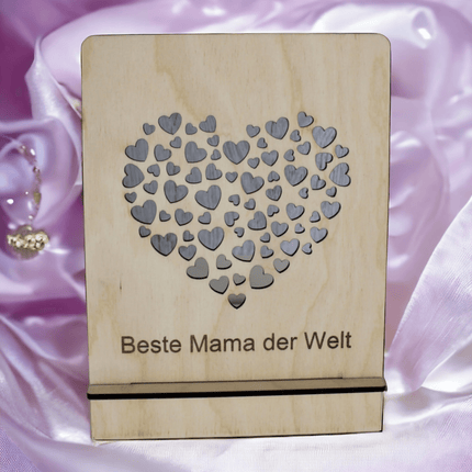 Beste Mama Geschenk Holzschild mit Spruch naturfarben - Styon