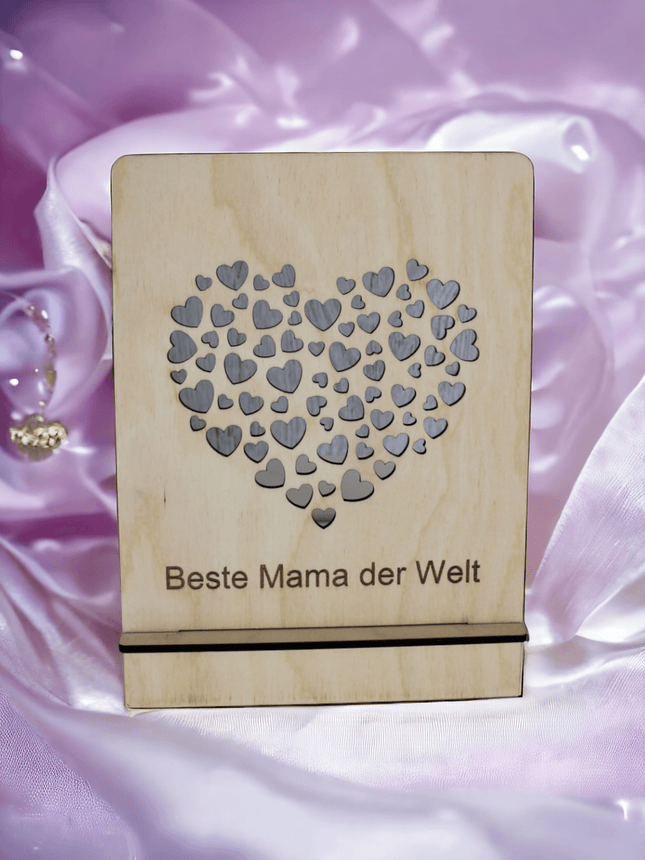 Beste Mama Geschenk Holzschild mit Spruch naturfarben - Styon