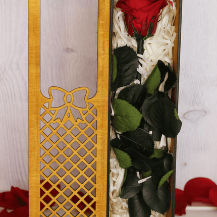 Ewige Rose in Laser Holzbox Unsterbliche Liebe Teak - Styon