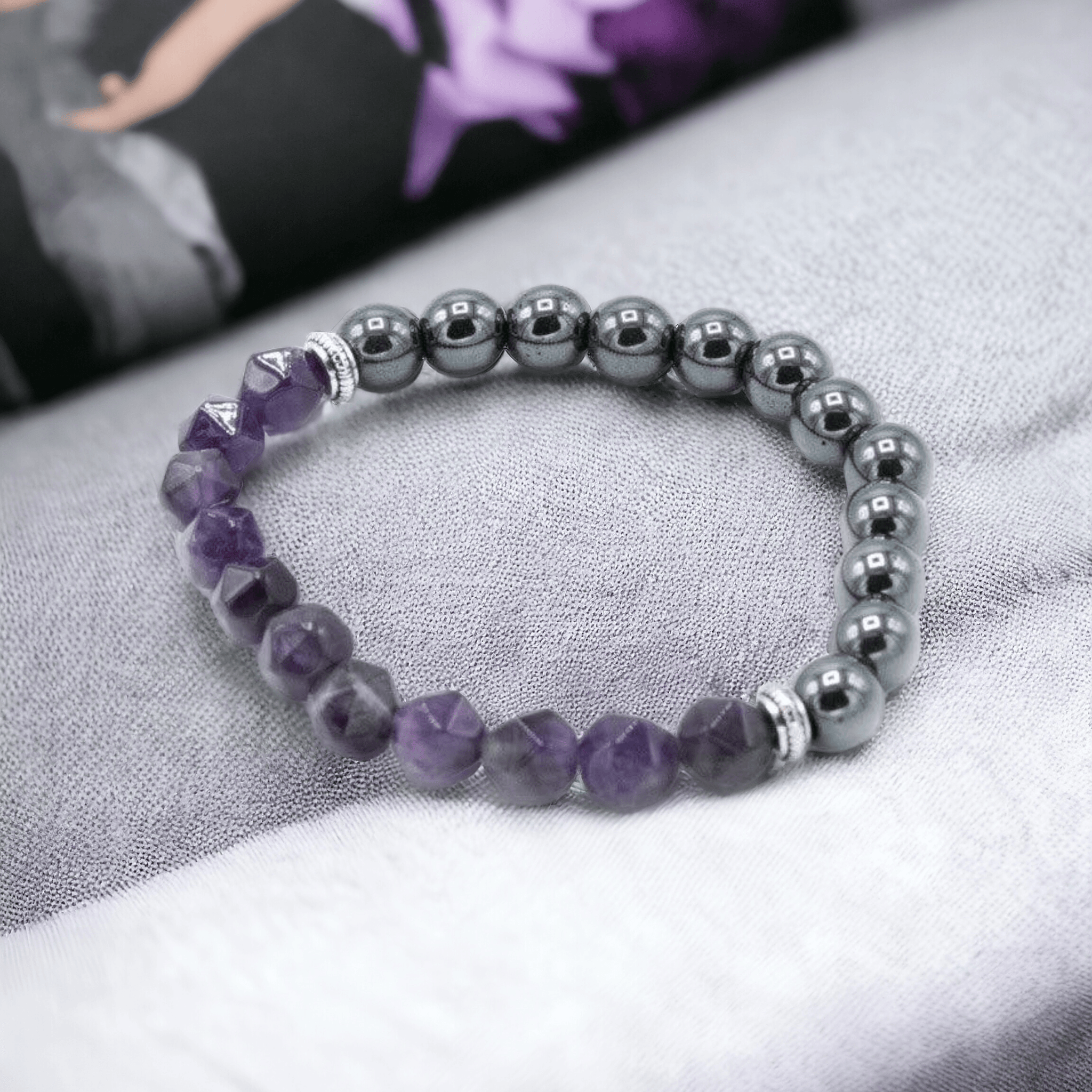 Facettiertes Edelsteinarmband - Magnetischer Amethyst - Schutz - Styon