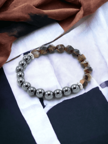 Facettiertes Edelsteinarmband - Magnetisches Tigerauge - Stärken - Styon