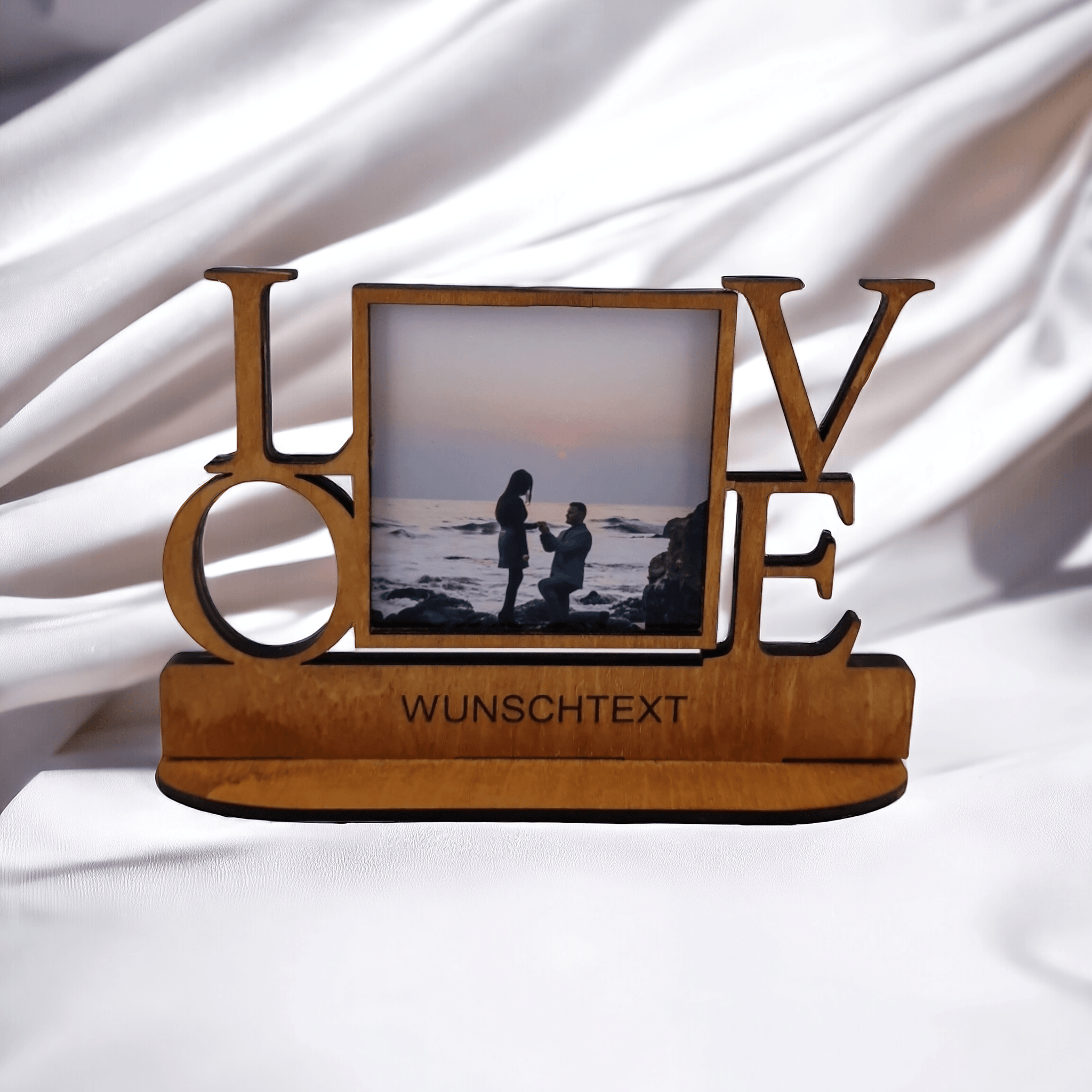 Fotorahmen Holz Love personalisiert Text Geschenk Gold - Styon