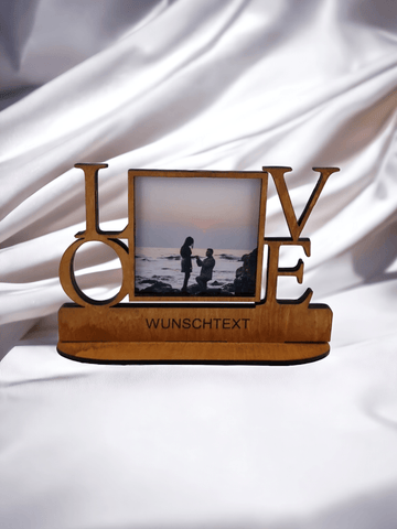 Fotorahmen Holz Love personalisiert Text Geschenk Gold - Styon