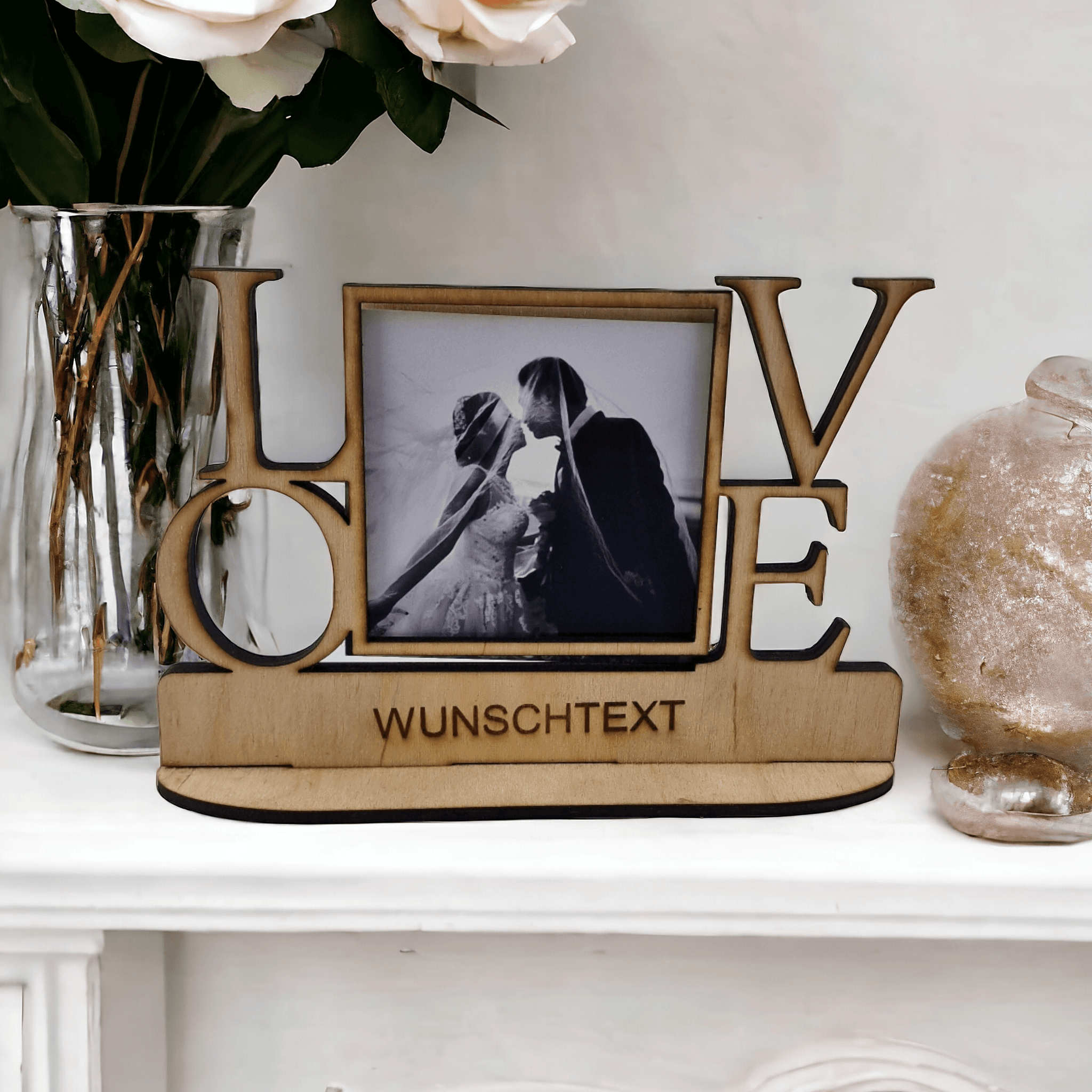 Fotorahmen Holz Love personalisiertem Text Geschenk - Styon