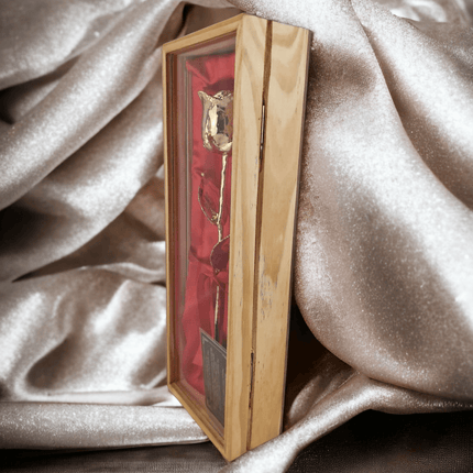 Gold Rose 24k in Holzbox Einzigartiges Juwel, Eleganz in roter Seide - Styon