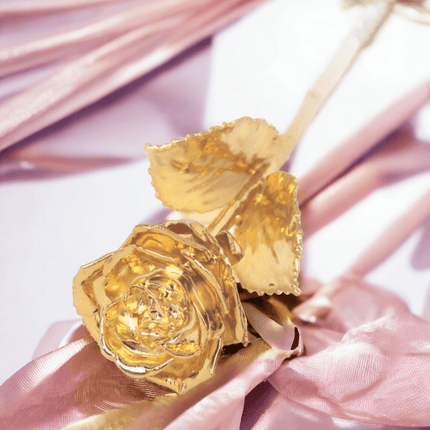 Goldene Rose in schwarzer Samtbox,Geburtstag,besonderer Anlass - Styon