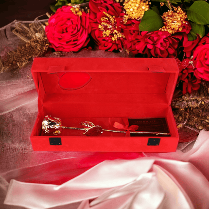Goldene Rose rote Geschenkbox,Geburtstag,Muttertag - Styon