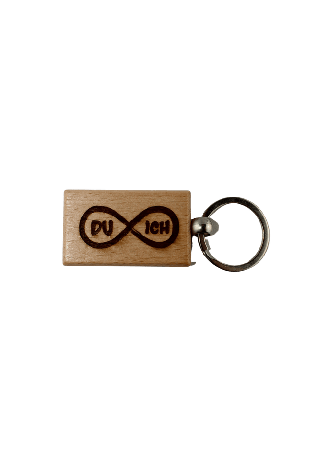 Gravierter Holz Schlüsselanhänger DU - ICH Infinity-Zeichen - Styon