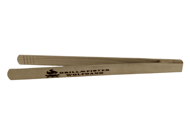 Grillzange 30 cm Holz, graviert personalisiert mit Namen - Styon
