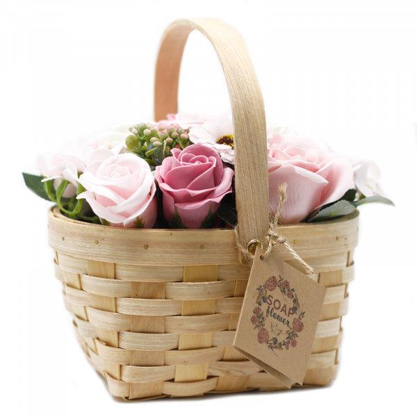 Großer rosa Blumenstrauß im Weidenkorb Geburtstag Geschenk - Styon