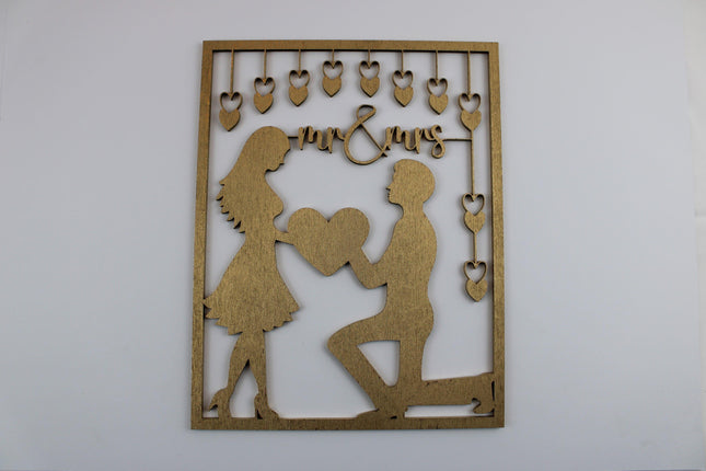 Holzgravur Heiratsantrag für zwei Verliebte Gold - Styon