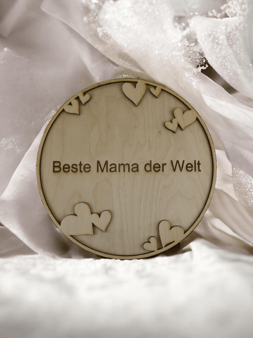 Holzstichbild Beste Mutter der Welt, Geschenk, Muttertag - Styon