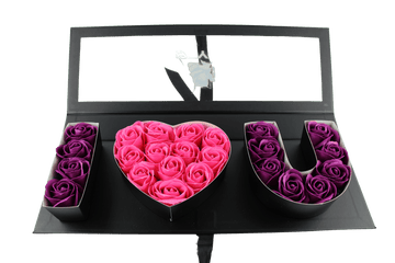 Ich liebe dich-Box,schwarz,Fenster,lila/rosa Rosen - Styon