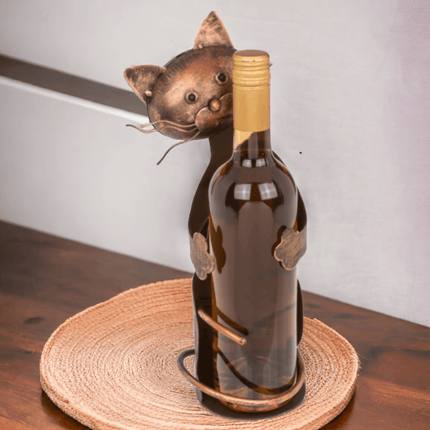 Katze Wein Halter Metall Handwerk - Styon