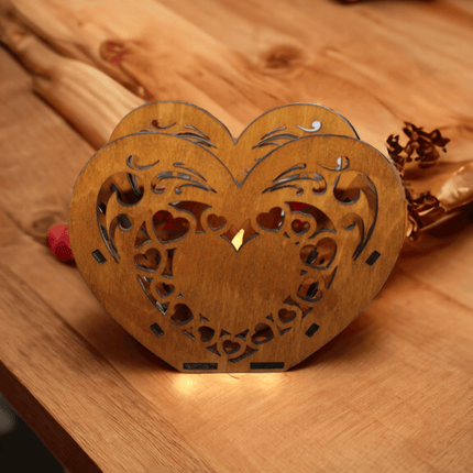 Kerzenhalter aus Holz mit Herzen, deko, geschenk - Styon
