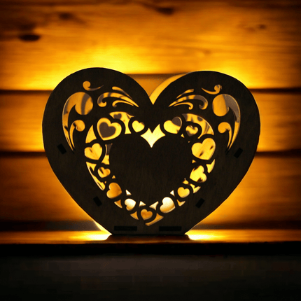 Kerzenhalter aus Holz mit Herzen, deko, geschenk - Styon