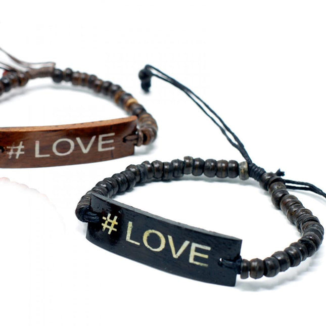 Kokosnuss Armbänder mit Slogan - #LOVE - Styon