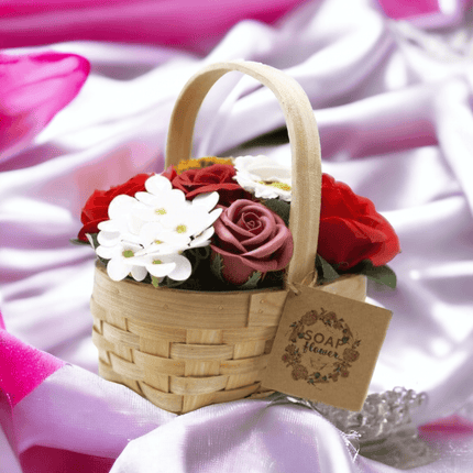 Mittlerer roter Blumenstrauß im Weidenkorb Geburtstag Geschenk - Styon