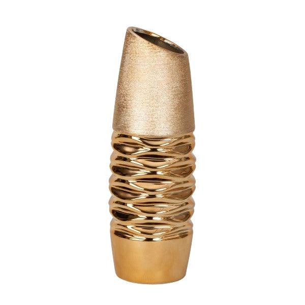 Moderne runde Vase gold/creme,Material: Keramik,Farbe gold - Styon