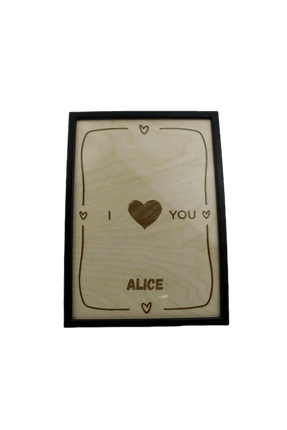 Personalisierte I Love You A4-Holzgravur Einzigartiges Geschenk für Liebende - Styon