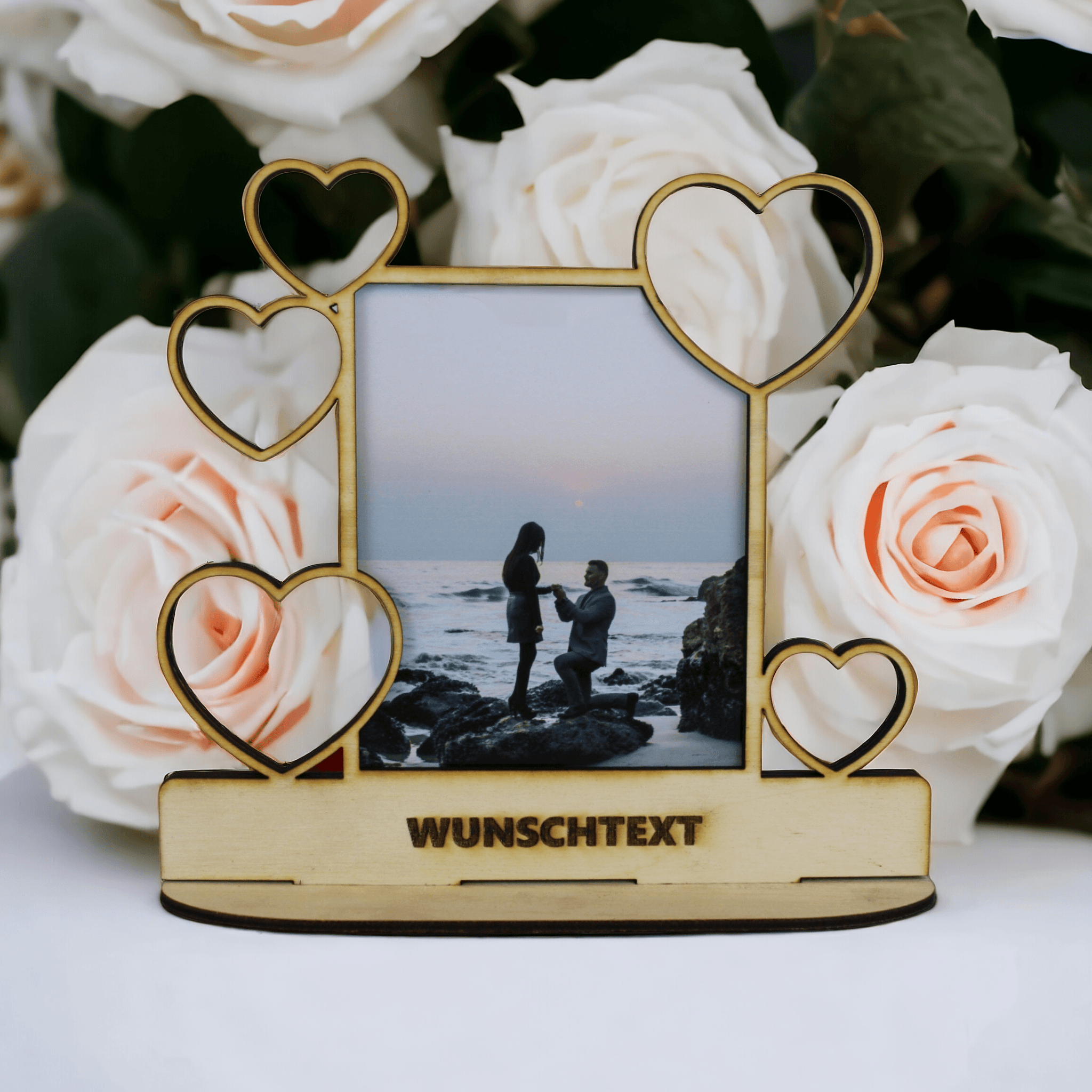 Personalisierter Fotorahmen mit Holzherzen geschenk - Styon