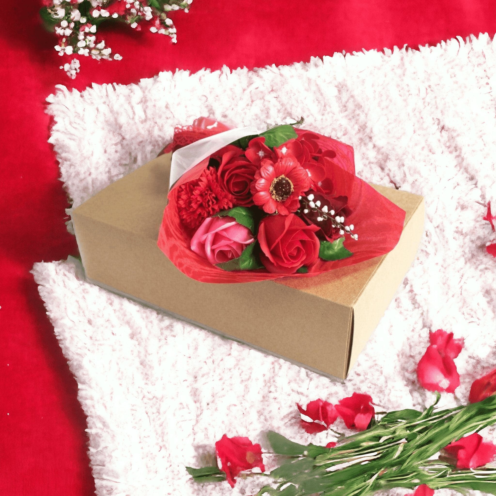 Roter Seifenblumenstrauß Geburtstag Geschenk - Styon