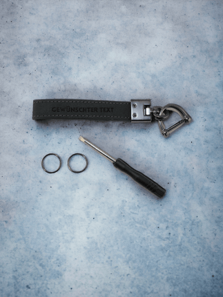 Schlüsselanhänger, echtes Leder und Ring,Dunkelblau, Autoschlüssel - Styon