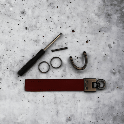 Schlüsselanhänger, echtes Leder und Ring,Rot, Autoschlüssel - Styon