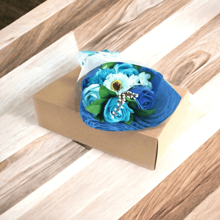Seife Blumenstrauß in Box - blau Geburtstag Geschenk - Styon