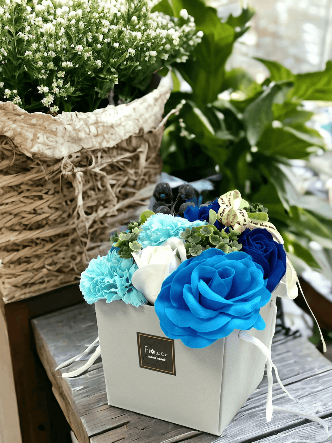 Seifenblumenstrauß - Blaue Hochzeit Geburtstag Geschenk - Styon